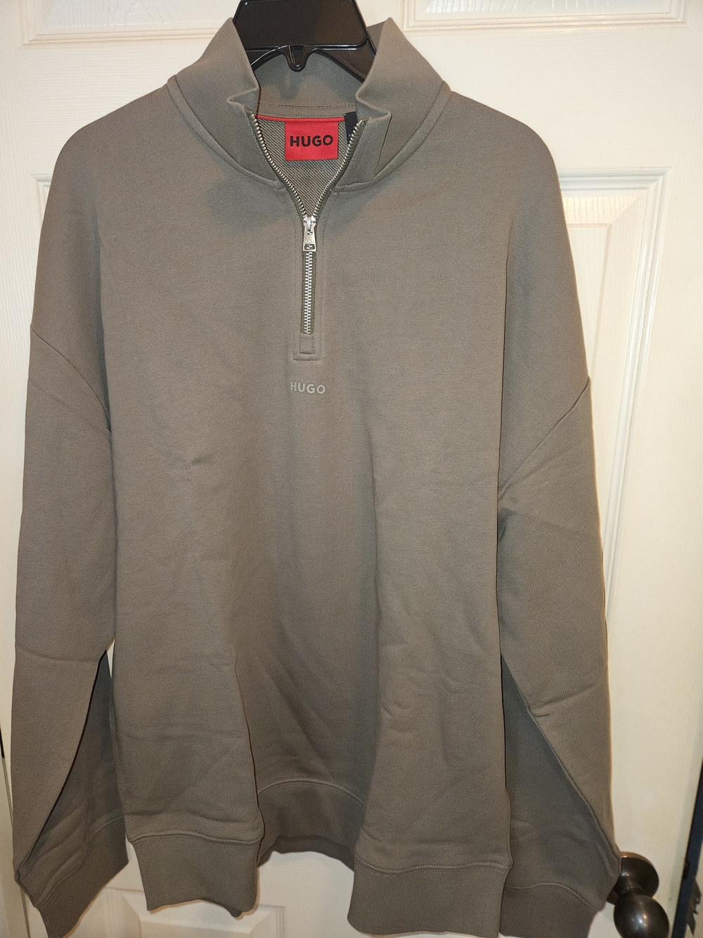 Hugo Boss Men's Quarter-Zip Sweatshirt in Taupe Gray